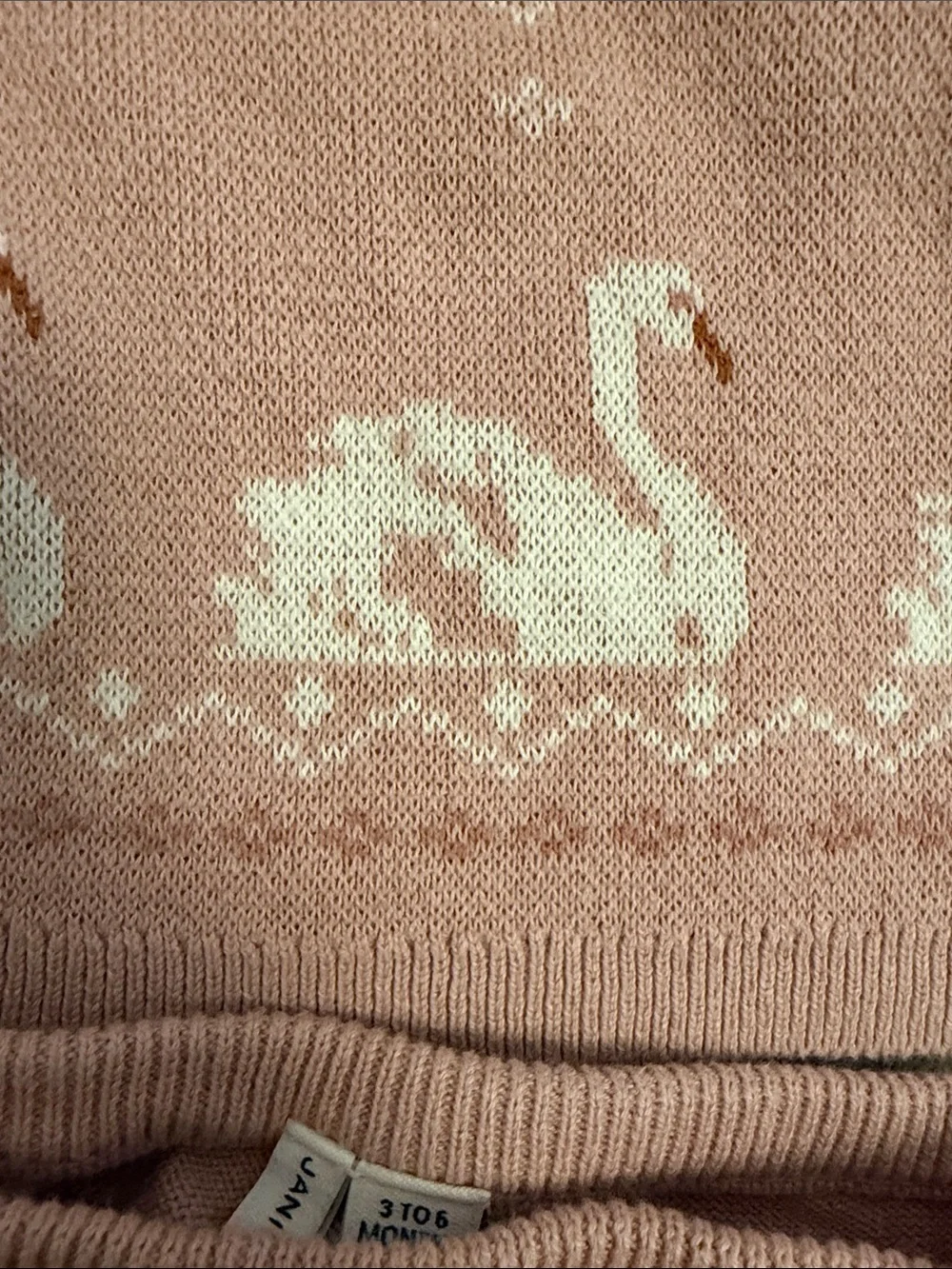 Janie and Jack Pink Swan Knit Ruffle Sweater Set